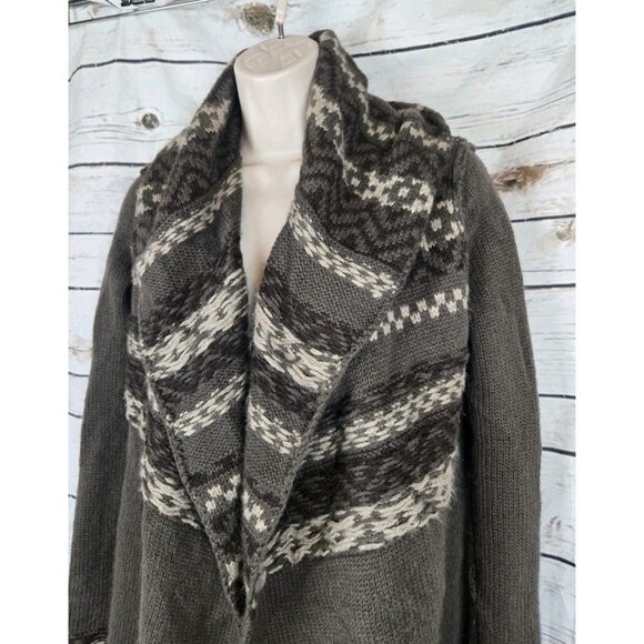 Vince Brown Embroidered Sweater Cardigan S Alpaca Cashmere Shawl Collar - Picture 3 of 8